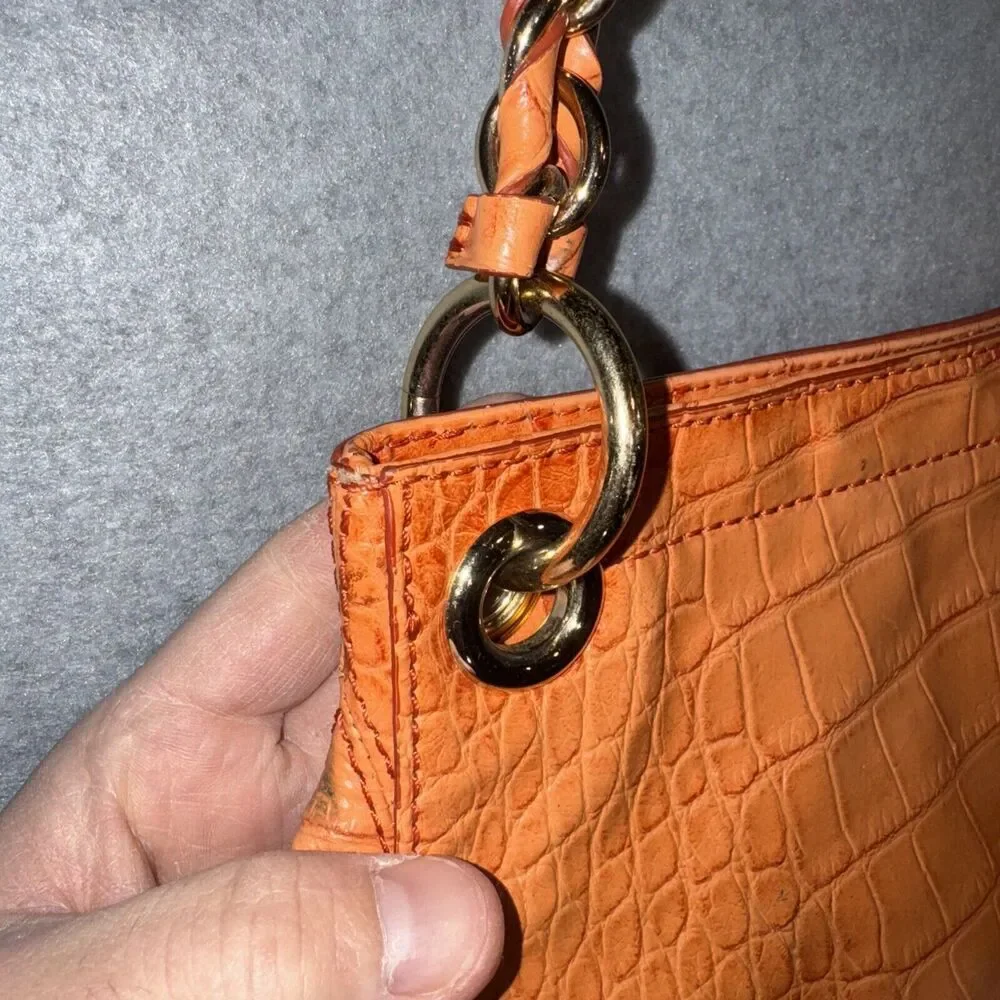 Antonio Melani Crocodile Embossed Leather‎ Shoulder Bag Vintage